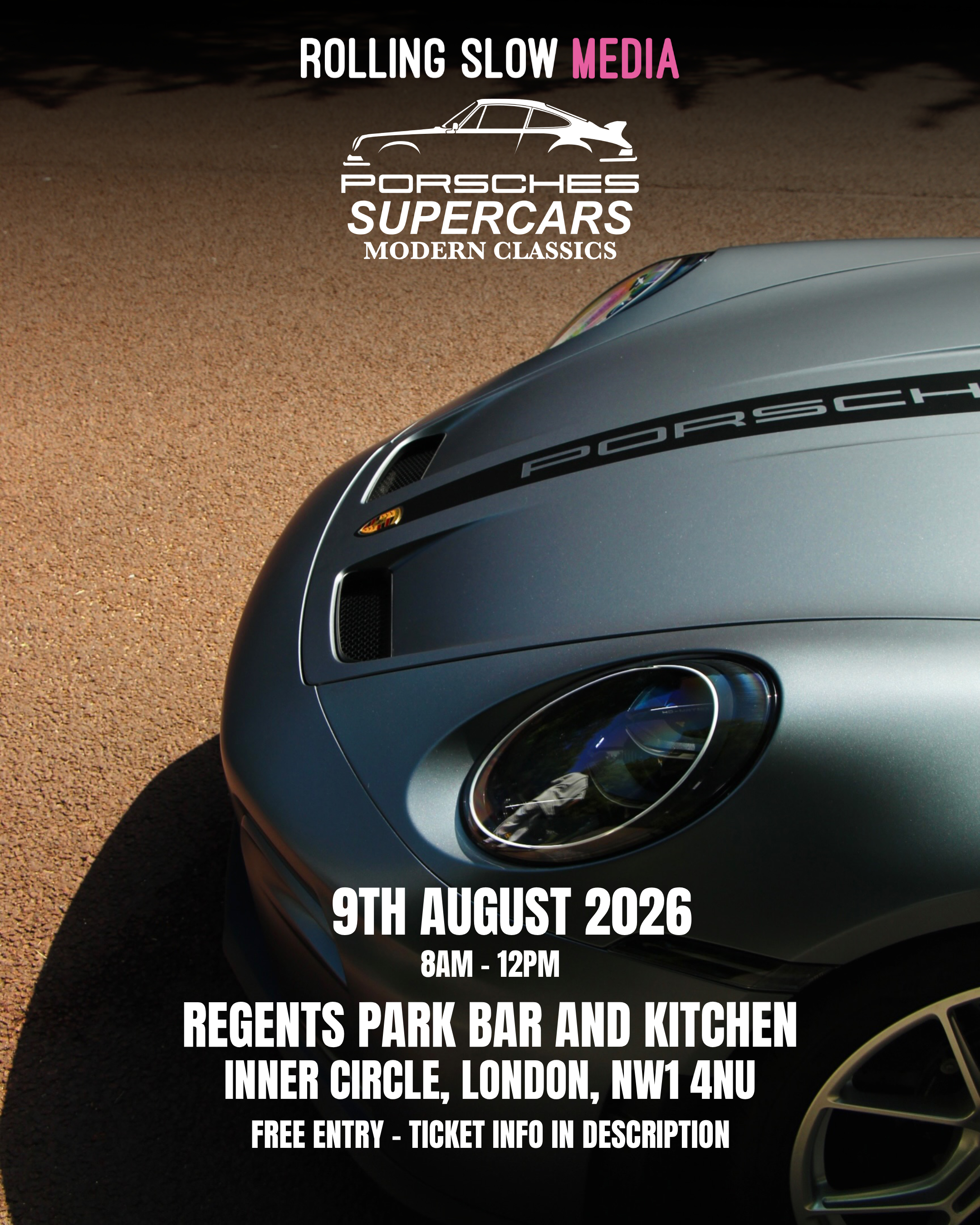 Portrait poster artwork for the Regent's Park Cars & Coffee event